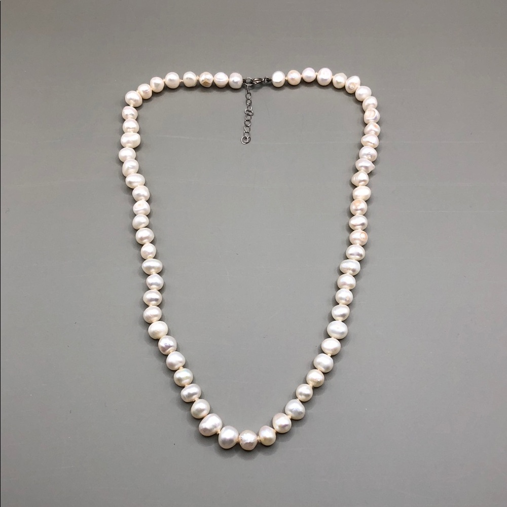 Genuine cultured baroque pearls necklace sterling silver 925 clasp classic style - Picture 2 of 7